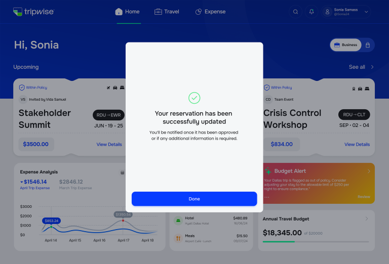 Reserveation updated